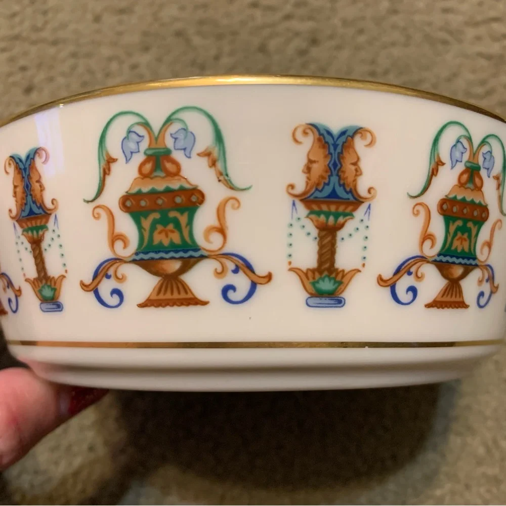 Lenox ceramic candy dish with 24 karat gold rim imperial design - Picture 2 of 8